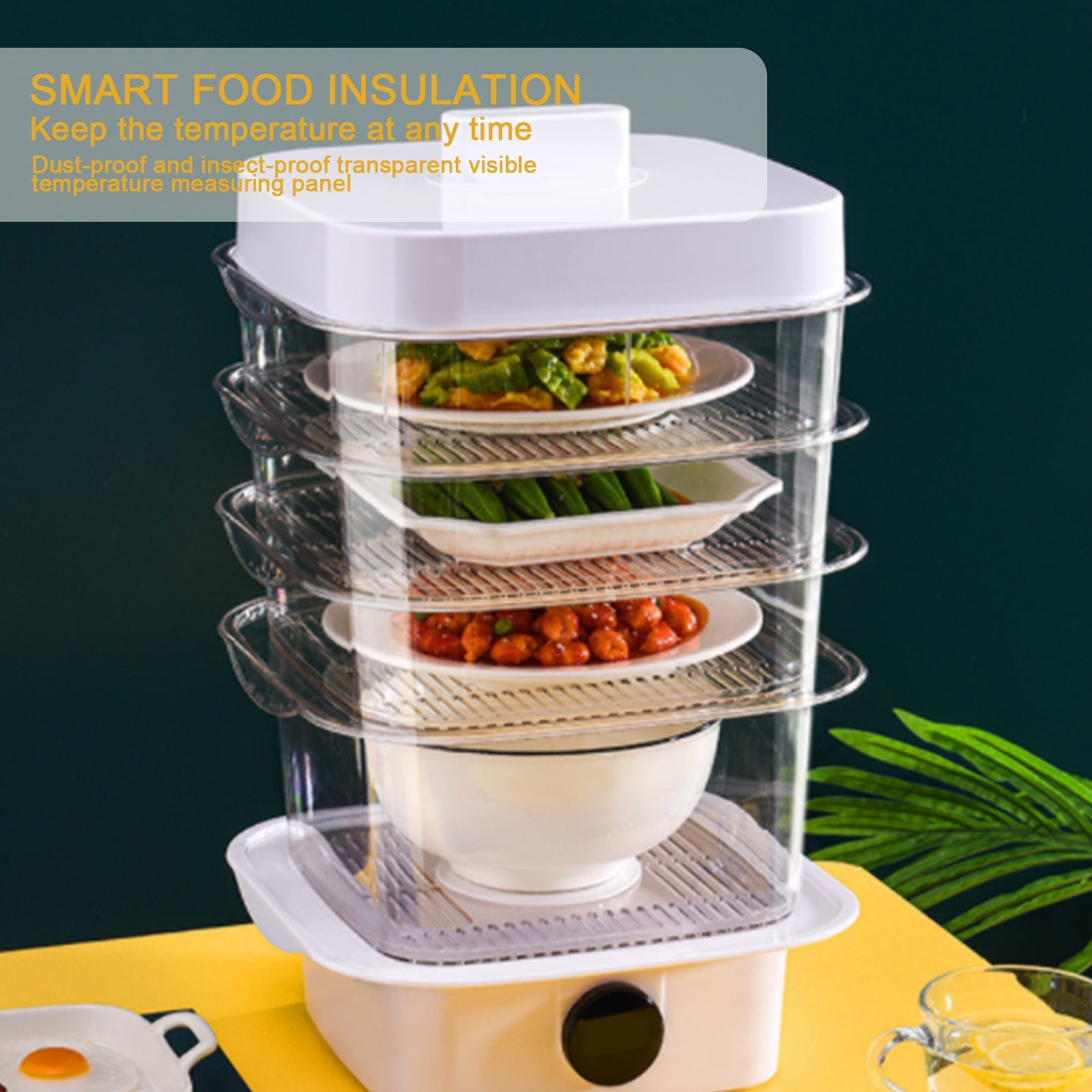 Multi-Layer Dish Cover Heat Preservation Kitchen Cover Dining Table Leftover Storage Box Transparent Stack of Food (Color : A, Size : One Size)