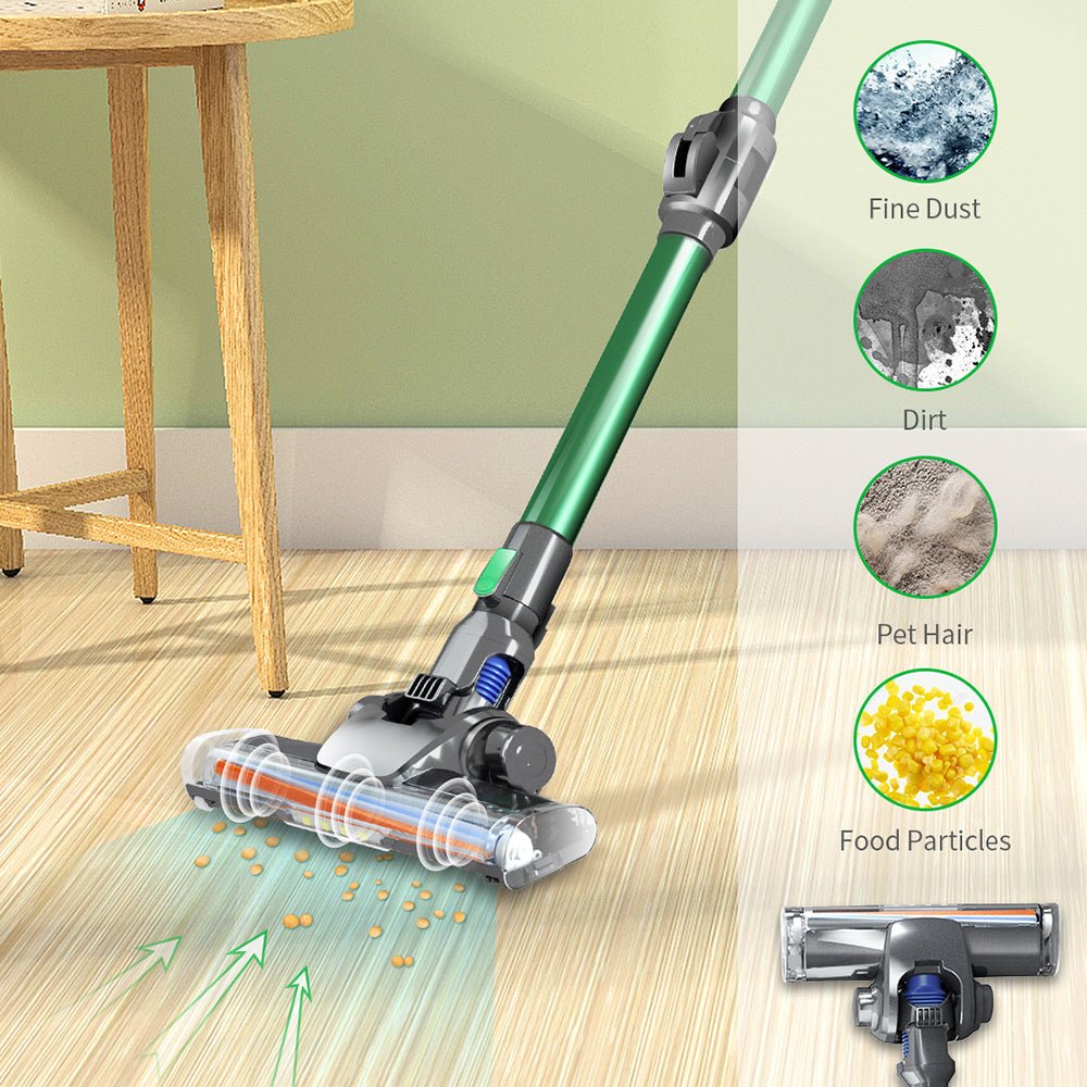 Cordless Vacuum Cleaner, 30KPA Powerful Suction Stick Vacuum Cleaner with Foldable Tube & Large LED Display, Handheld Vacuum Cleaner for Floor, Carpet, Pet Hair, Detachable & Rechargeable Battery
