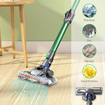 Cordless Vacuum Cleaner, 30KPA Powerful Suction Stick Vacuum Cleaner with Foldable Tube & Large LED Display, Handheld Vacuum Cleaner for Floor, Carpet, Pet Hair, Detachable & Rechargeable Battery
