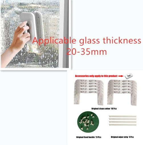 Double Side Magnetic Window Cleaner,Adjustable Magnetic Double Window Glass Wiper Glider Washing Brush Equipment Cleaning Brush Wiper Tools for High-Rise and Car Glazed Windows Thickness 4-30mm
