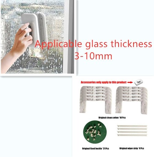 Double Side Magnetic Window Cleaner,Adjustable Magnetic Double Window Glass Wiper Glider Washing Brush Equipment Cleaning Brush Wiper Tools for High-Rise and Car Glazed Windows Thickness 4-30mm